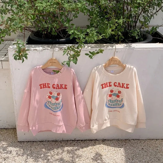 2023 New Korean Children's Clothing Tops Spring Autumn Baby Cartoon Print Casual Pullover Kids Boys Girls Sweatshirts