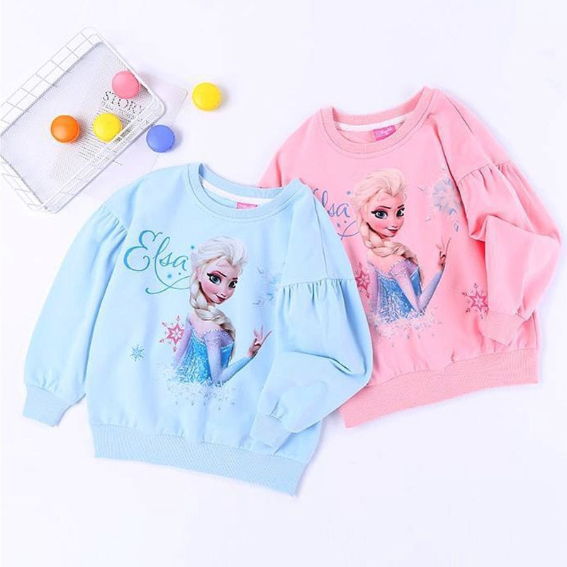 New Tee Shirt Girl Clothing Long Sleeves for Children's T-shirt Girls  Tops Sofia Quality Cotton Frozen Elsa Kids Clothes Ariel