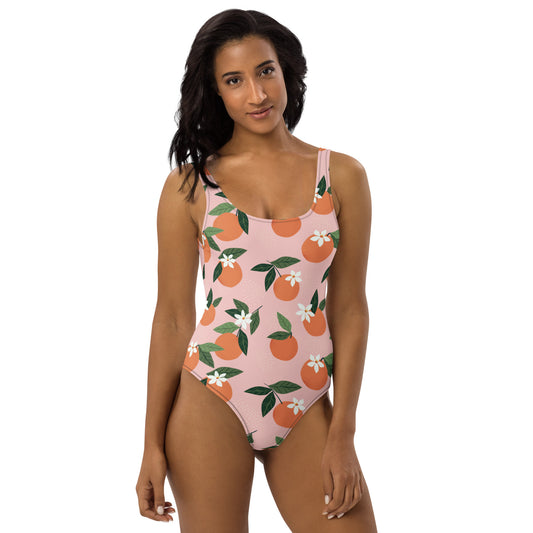Orange Crush: Women's One Piece Swimsuit with Playful Print