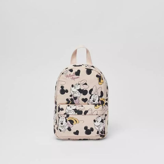 Pink Minnie Two Shoulders Bags Cute Cartoon Girls Nylon Softback Children's Waterproof Outdoor Bags Fashion Full Print Backpacks