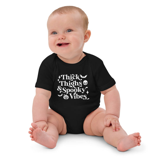 Thick Thighs Spooky Vibes Organic cotton baby bodysuit