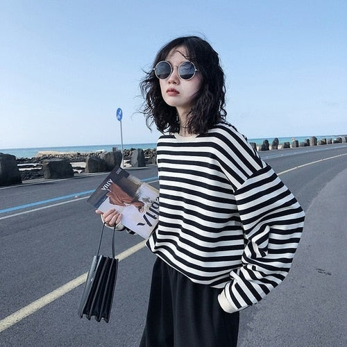 Striped Oversized Pullover for Women