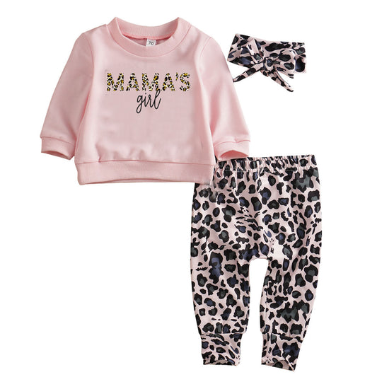 Mamas Girl Top + Leopard Pants & Headband 3pcs