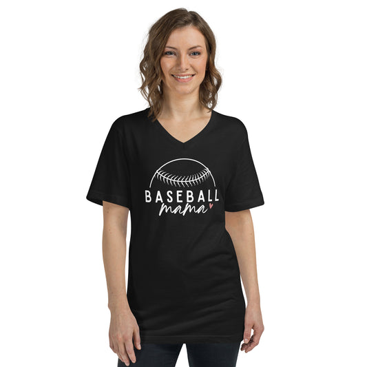 Baseball Mama Unisex Short Sleeve V-Neck T-Shirt
