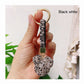 High Quality Strass Rhinestone Mickey Head Keychain Animal Full Crystal Ball Leather Lanyard Key Chain Cute Bag Charms Jewelry