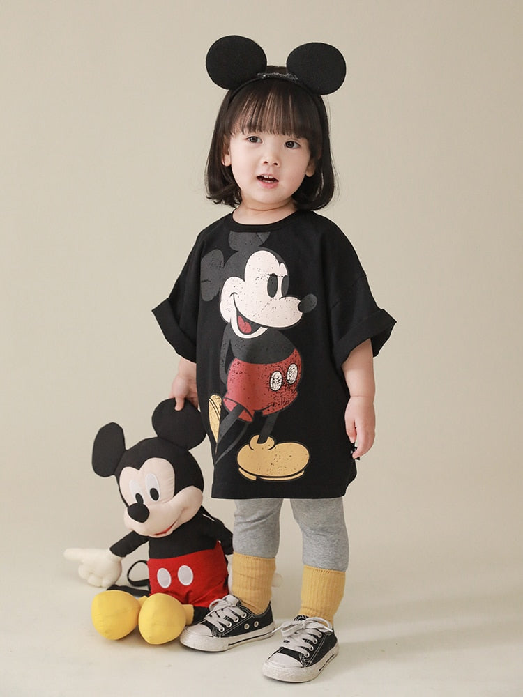 Baby Girl Clothes Disney  Mickey Mouse Pattern New Fashion Short Sleeve 9m To 6 Years T-shirt  Casual Tops Summer Spring clothes