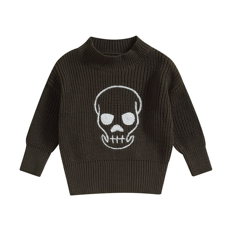 Knitted Sweater Halloween Pumpkin/Skull Print