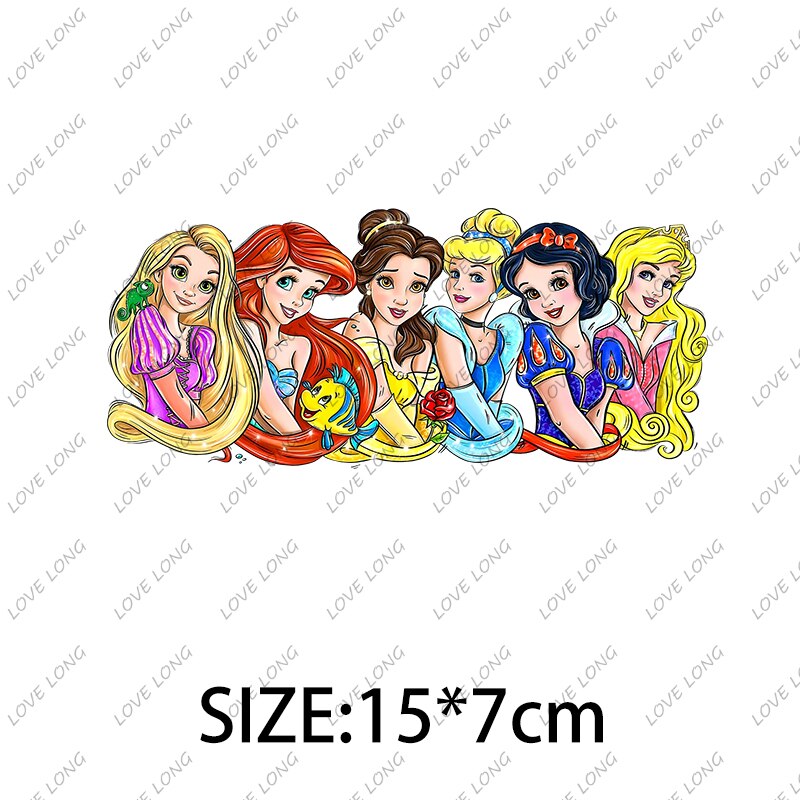 Disney Cartoon Stickers Princess Stitch Mickey Minnie Group Photo Iron on Patches Applique for Cloth Diy Craft