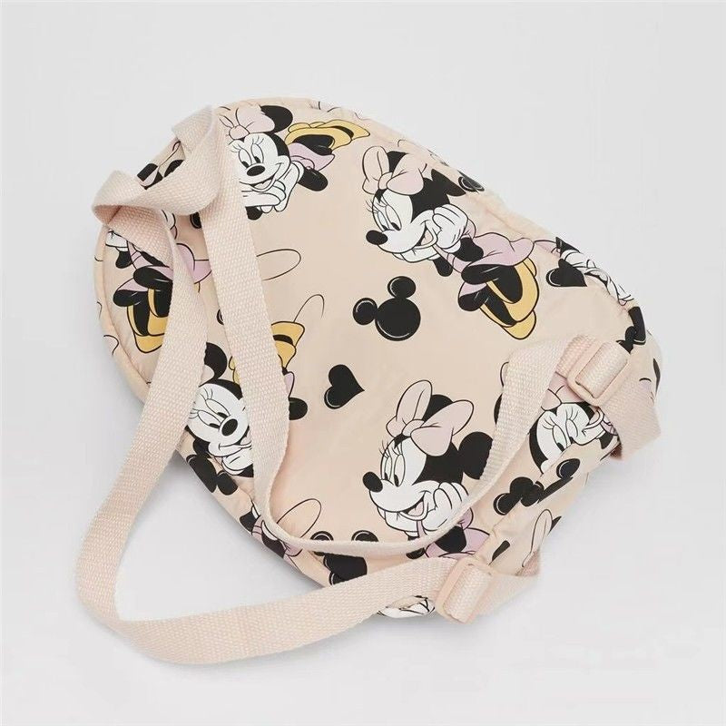 Pink Minnie Two Shoulders Bags Cute Cartoon Girls Nylon Softback Children's Waterproof Outdoor Bags Fashion Full Print Backpacks