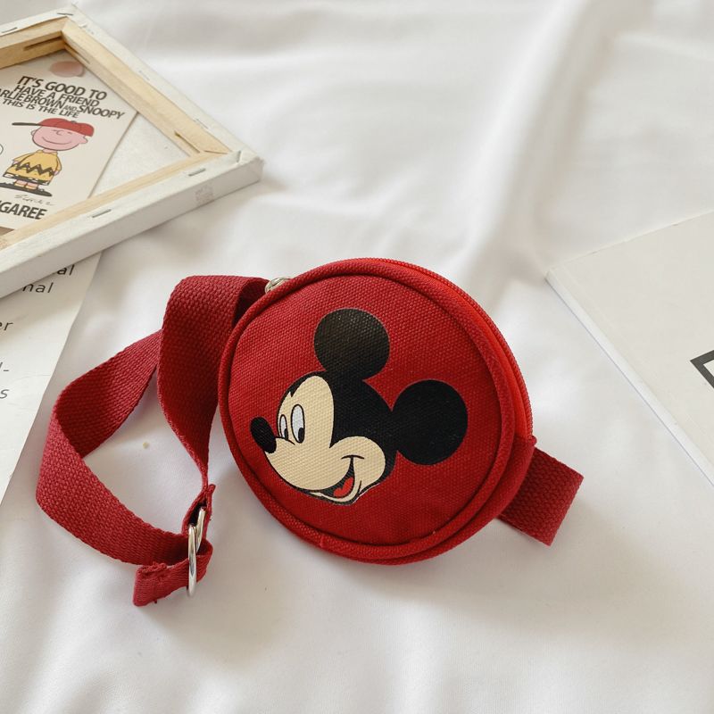 Disney Chest Bag Mickey Mouse Cartoon Children Canvas Cute Crossbody Bag Girls Mini Waist Bag Toddler Purses and Handbags