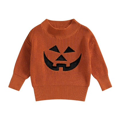 Knitted Sweater Halloween Pumpkin/Skull Print