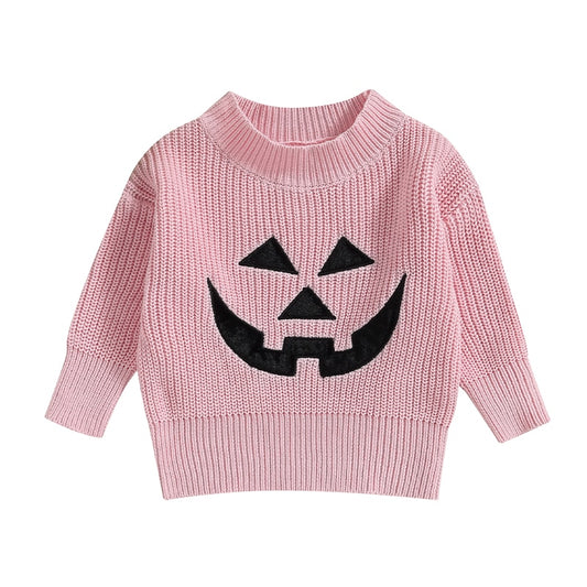 Knitted Sweater Halloween Pumpkin/Skull Print