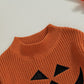 Knitted Sweater Halloween Pumpkin/Skull Print