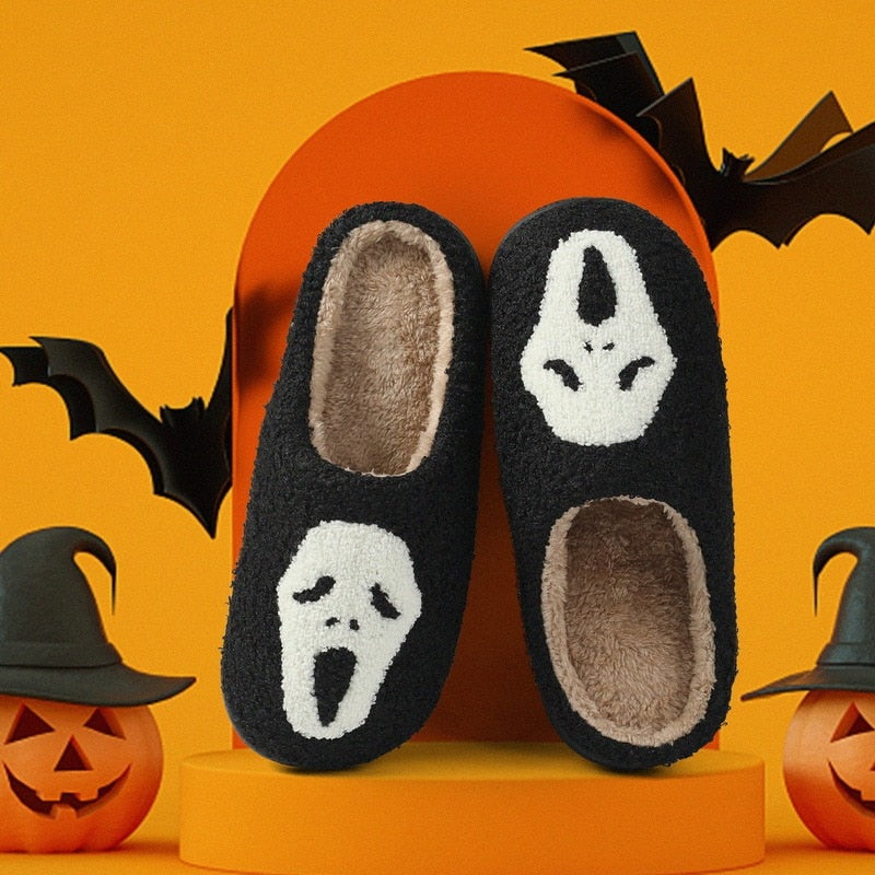 New Ghostface Slippers Pumpkin Slippers Halloween Women's Embroidered Home Slippers Women's Flip Flops Home Floor Slippers Gifts