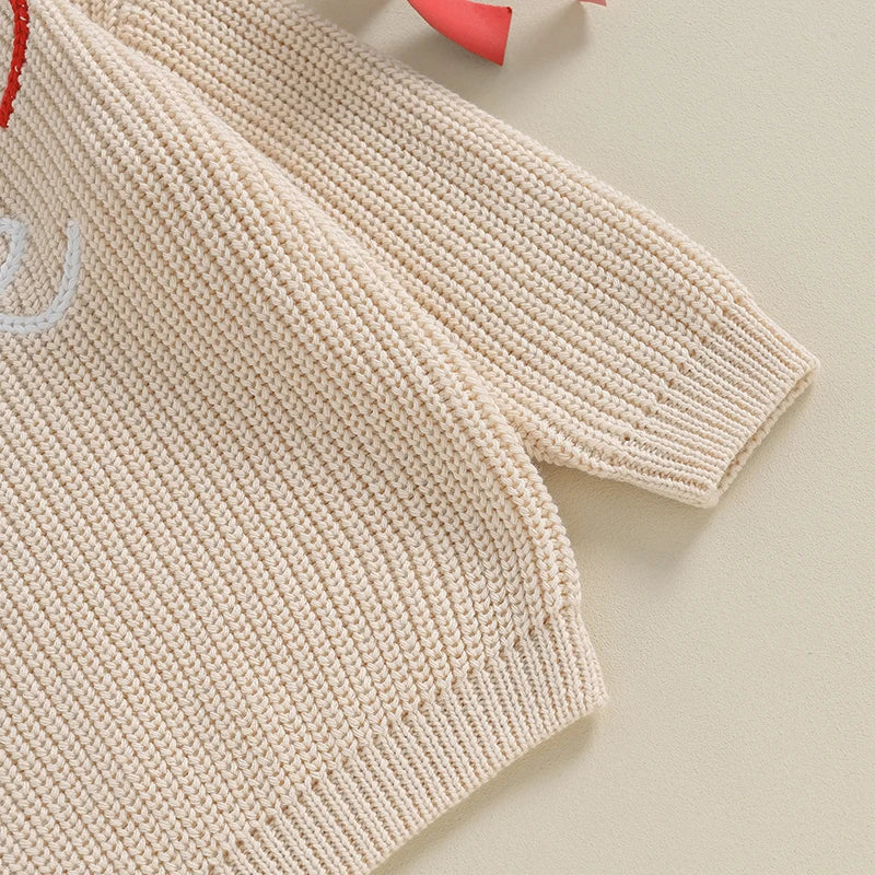 Baby Boys Girls Valentine´s Day Sweater Long Sleeve Letter Heart Knit Clothes Newborn Infant Knitwear Pullover Top Autumn Winter