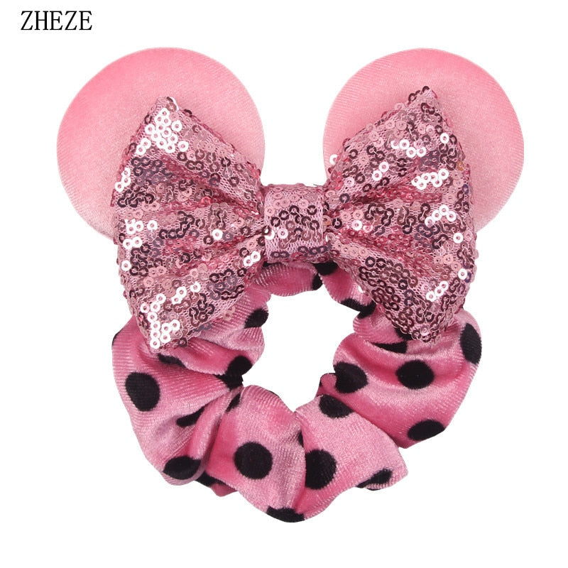 minnie bow ears scrunchie polka dots