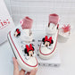 Disney Girls' Canvas Casual Shoes White Children's Autumn Minnie Mickey Mouse Cartoon White Breathable Walking Shoes Size 24-37