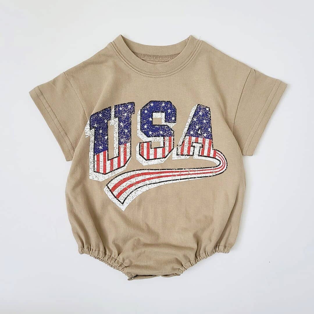 Summer Toddler Girls USA Print Star Stripe T-Shirt and Shorts Set Baby Boy Outfit Set Short-sleeve Tee Kids Clothes Sports Suit