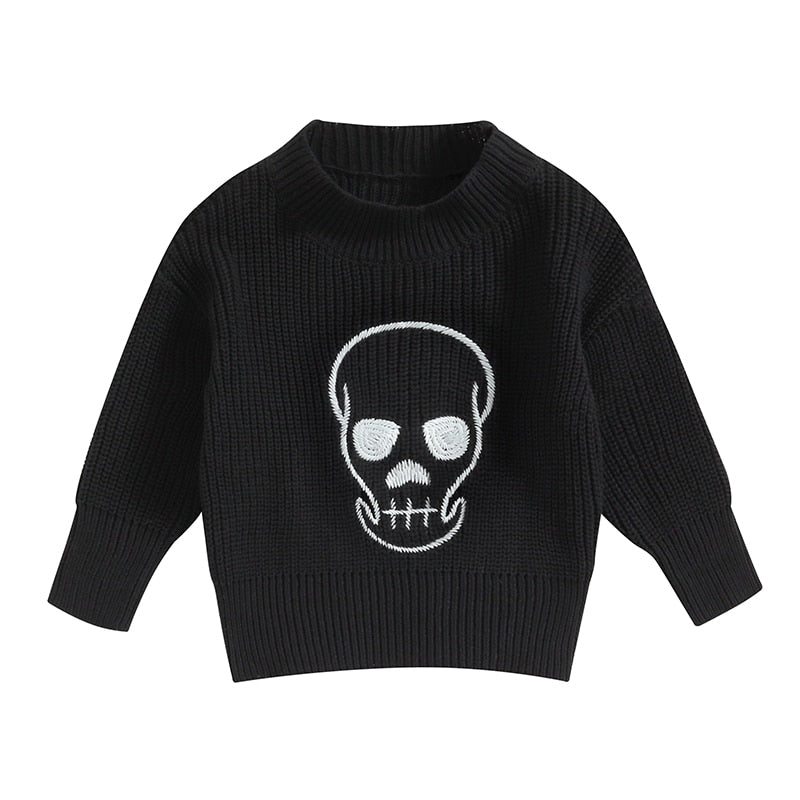 Knitted Sweater Halloween Pumpkin/Skull Print