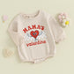 Pudcoco Infant Newborn Baby Girls Boys Valentine Day Romper Long Sleeve Crew Neck Heart Letter Print Sweatshirt Romper 0-24M