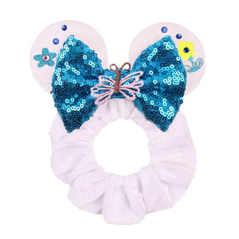 blue sparkles bow minnie ears scrunchie