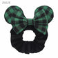 christmas green plaid minnie ears scrunchie