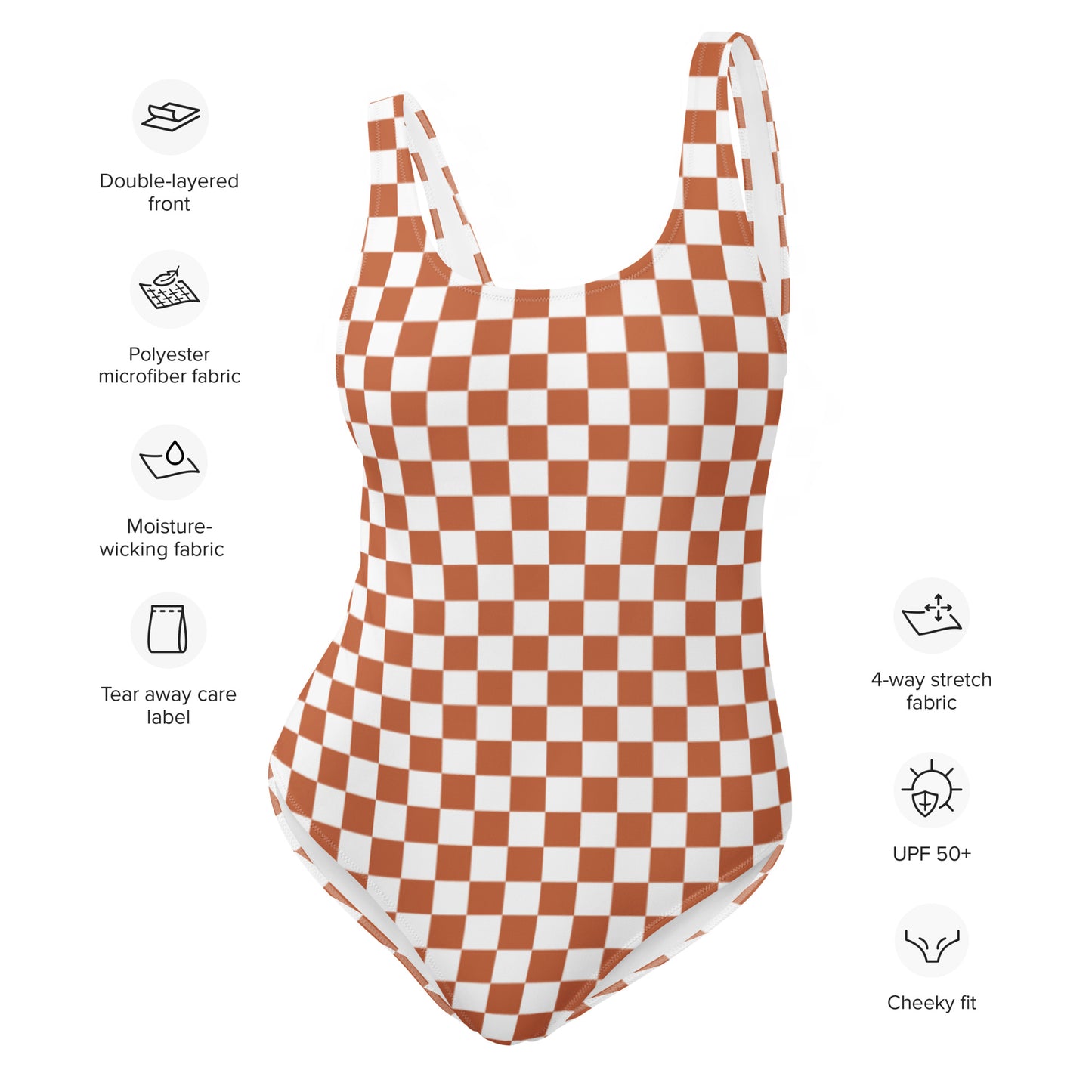 Brown checkered woman’s One-Piece Swimsuit