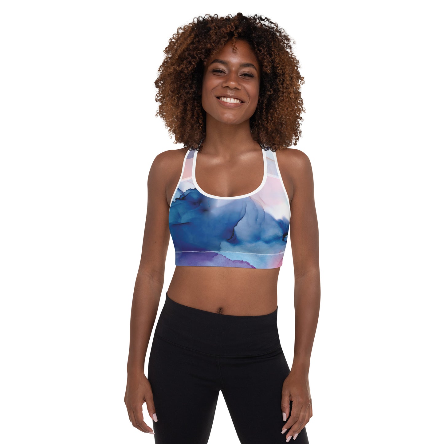 Art in Motion: Women's Watercolor Print Padded Sports Bra