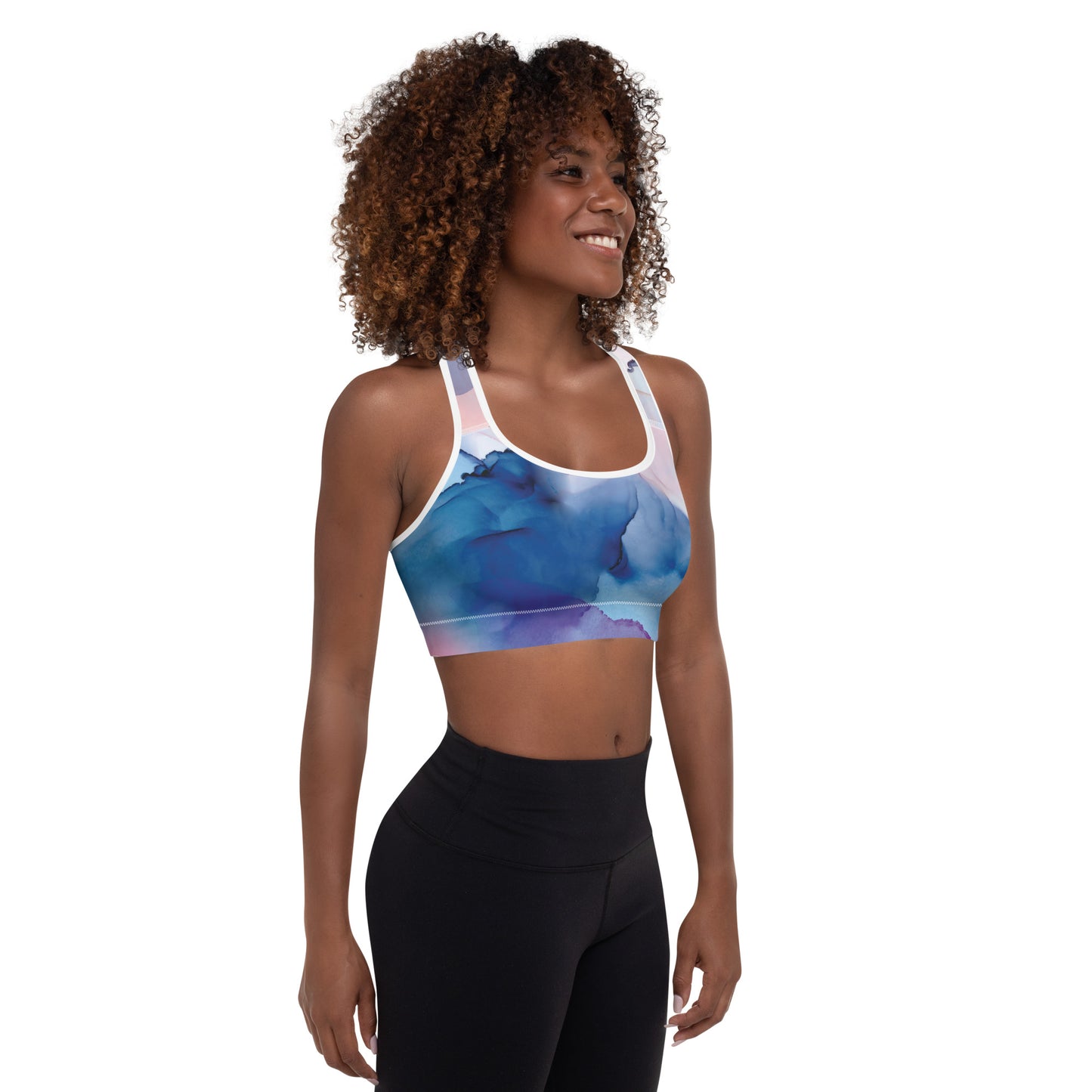 Art in Motion: Women's Watercolor Print Padded Sports Bra