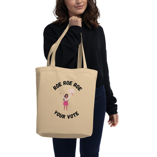 Pro Roe Tote | Feminist Tote Bag | Large Tote Bag | Democrat Tote | Liberal Tote | Election Tote Bag | Roe Roe Roe Your Vote