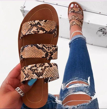 Snake Print Flat Slide On