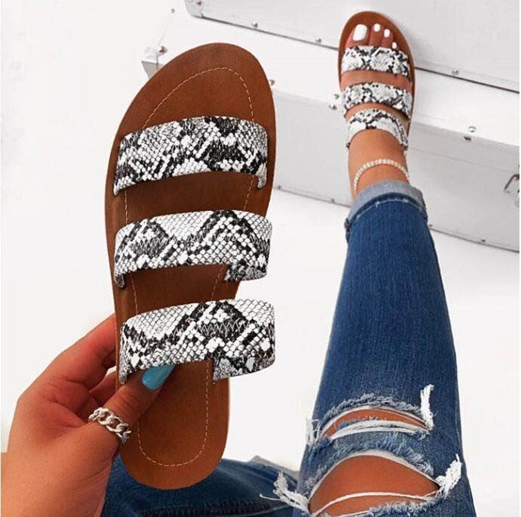 Snake Print Flat Slide On