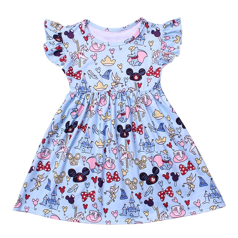 disneyland seamless printed dress blue