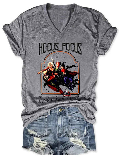 Women's Hocus Pocus -  I Put A Spell On You Halloween V-Neck T-Shirt