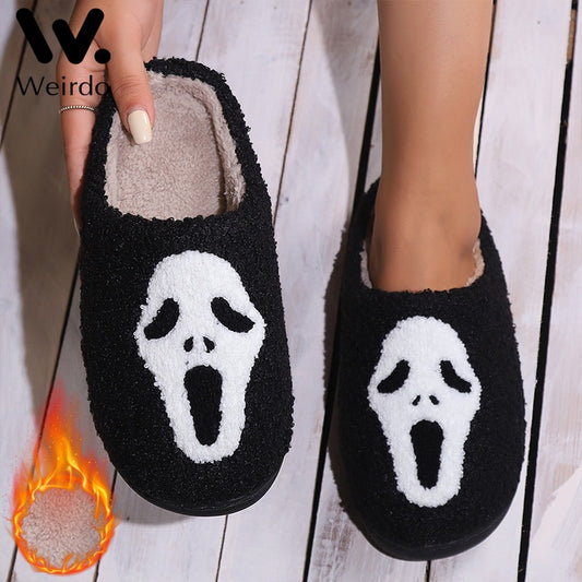 New Ghostface Slippers Pumpkin Slippers Halloween Women's Embroidered Home Slippers Women's Flip Flops Home Floor Slippers Gifts