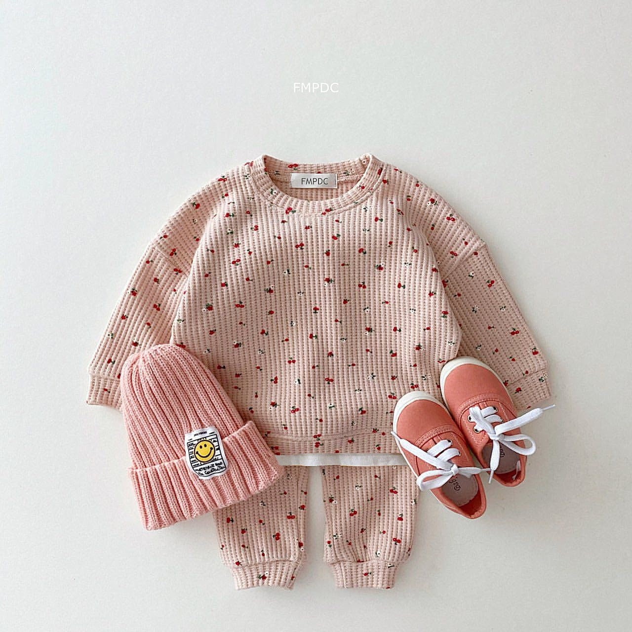 2022 New Toddler Kids Waffle Cotton Clothes Set Many Fruits Print Sweatshirt + Casual Pants 2pcs Boys Suit Baby Girl Outfits