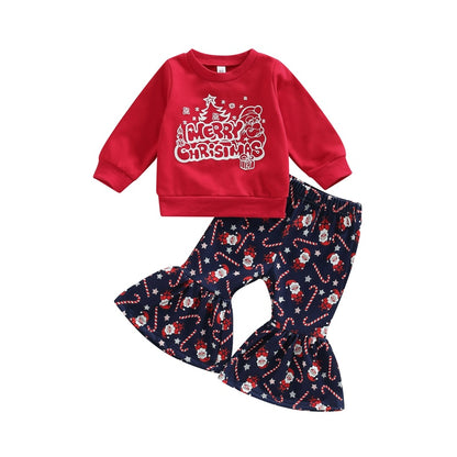 Christmas Sweatshirt + Flare Pants