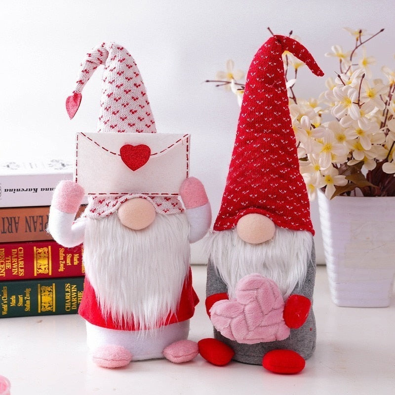 Romantic Valentines Day Gift Gnome Dwarfs Rudolph Plush Toys Faceless Doll Big Beard Valentine Ornaments Wedding Decoration