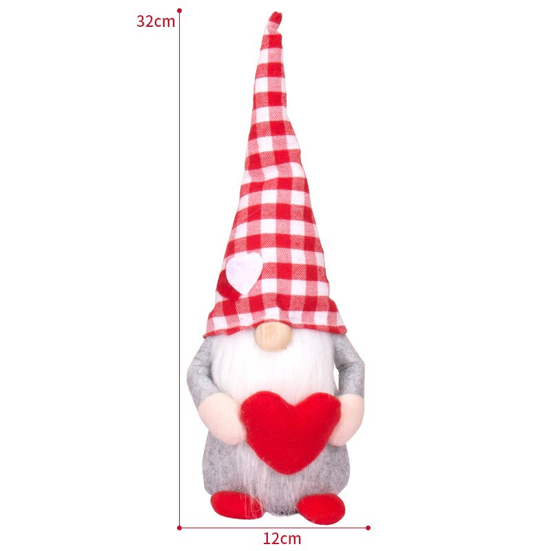 Romantic Valentines Day Gift Gnome Dwarfs Rudolph Plush Toys Faceless Doll Big Beard Valentine Ornaments Wedding Decoration