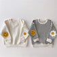 Boys Girls Cute Smile Embroidery Sweatshirt Baby Long Sleeve Pullover Floral Tops Children Casual Sweatshirt