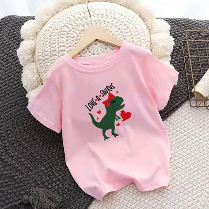 Love A Saurus Shirt Funny Valentine Kids Tshirt Cute Valentines Sibling Matching T-Shirt Valentine Baby Outfit Tops for Boy Girl