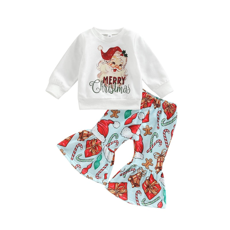 Christmas Sweatshirt + Flare Pants