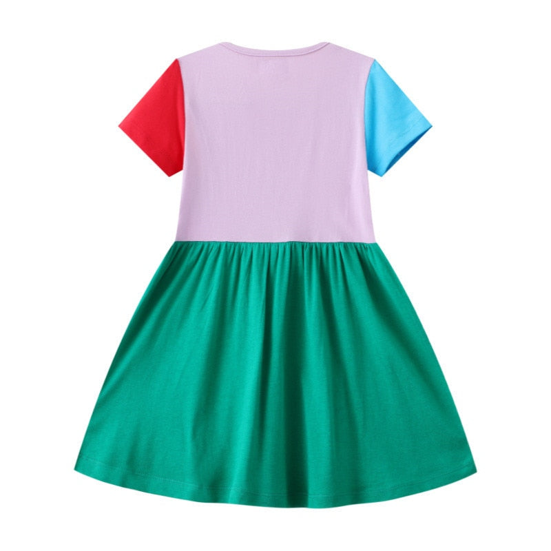 Floral Color Block Dress for Girls