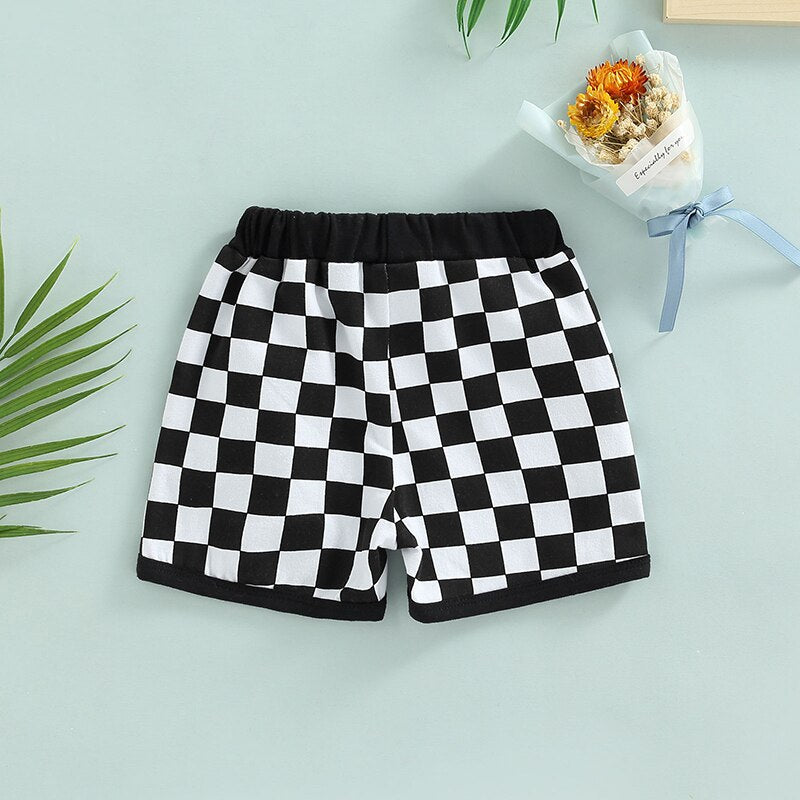 Checkered Drawstring Shorts