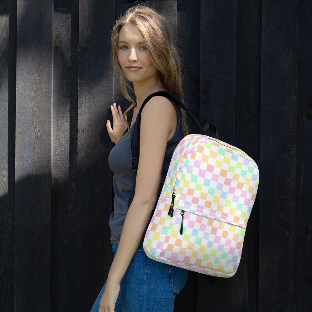 Rainbow Checkered Backpack