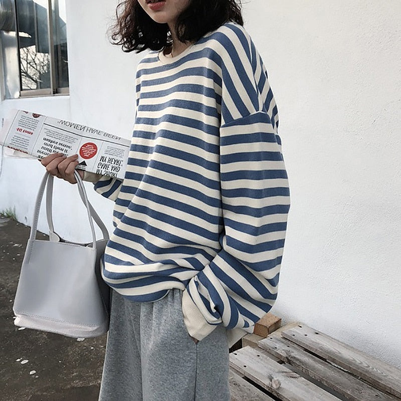 Striped Oversized Pullover for Women