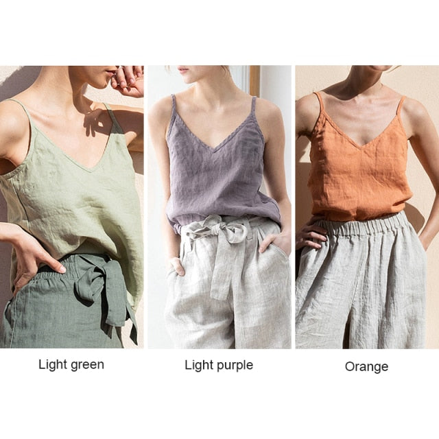 Linen Summer Camisole Tank Top