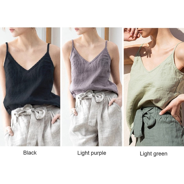 Linen Summer Camisole Tank Top