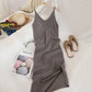 Solid V Neck Dress