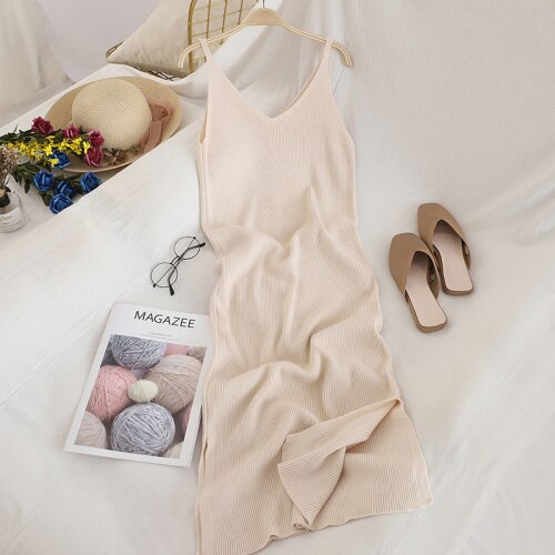 Solid V Neck Dress